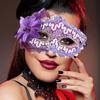 Сверкающая половина лица с цветочным декором и блестками, дизайн, сверхлегкая маска для Хэллоуина, маскарадная вечеринка, реквизит