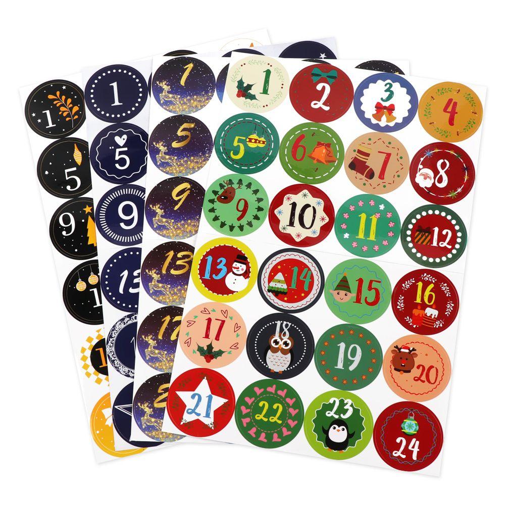 Biscuit Candy Self Adhesive Advent Calendar Number Christmas Label Paper Sticker Packaging Labels