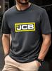 Графическая футболка JCB - Темно-синяя Повседневная футболка с коротким рукавом и смелым желто-черным принтом