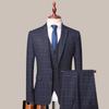 Men's Three-pieces Fashion Plaid Slim Business Party Formal Elegant Blazer Sets (Jacket+Pants+Vest) Prom Wedding Groom