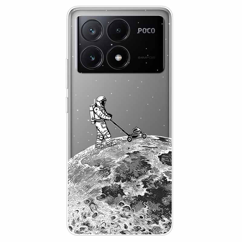 Чехол для Xiaomi Poco X6 Pro Прозрачный Милый Мягкий Силикон ТПУ Чехол для Poco X6 / X6 Pro 5G Чехол для Телефона X 6 X6Pro Прозрачные Чехлы