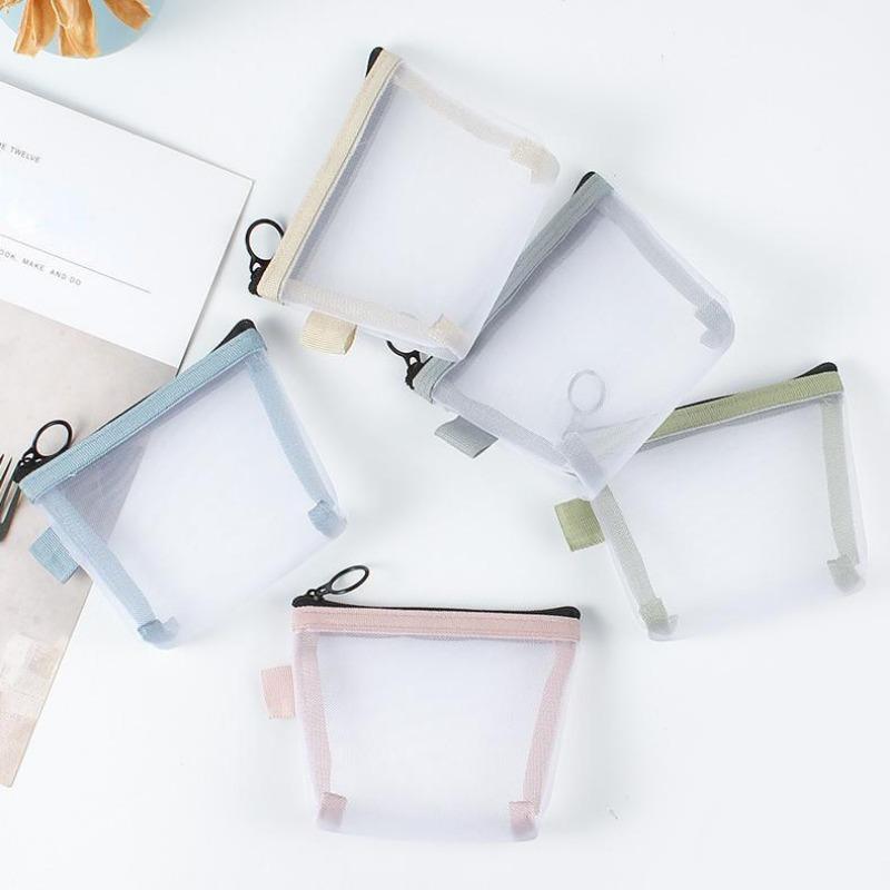 Прозрачные сетчатые мини-мешочки для монет, кошелек, маленькая косметичка, косметичка, портативный держатель для кредитных карт, ключ, сумка для хранения линии передачи данных, наушники