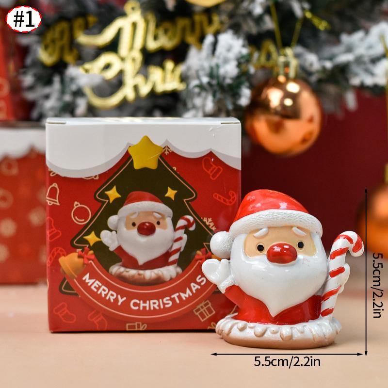 Christmas Decorations Resin Miniature Figurines Mini  Santa Claus Snowman Xmas Tree For Xmas Goodie Bag Fillers Party Favors