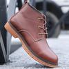Модные мужские ботинки, зимние теплые мужские ботинки, универсальные мужские кожаные ботинки на шнуровке, деловые ботинки по щиколотку, обувь большого размера fgv5