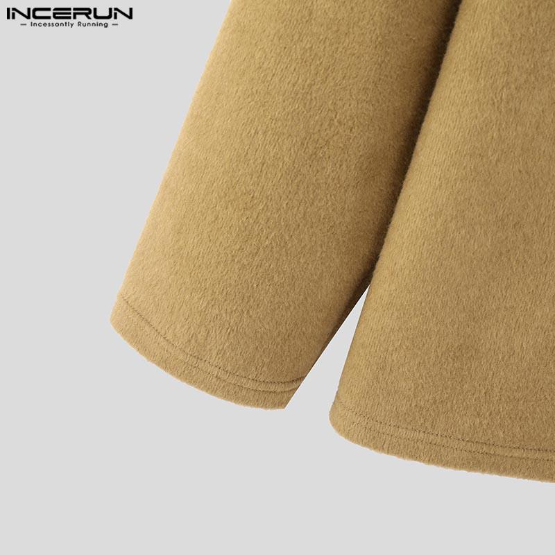 INCERUN Men Buttons Neck Long Sleeve Furry Casual Solid Loose T-shirts Tops