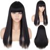Синтетические длинные прямые черные парики для женщин с челкой, Лолита, косплей, повседневная вечеринка, термостойкий парик из волокна