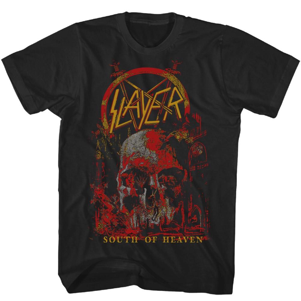 Мужская футболка Slayer South of Heaven Музыка Классика Концерт Рок-группа Футболка Черная Унисекс