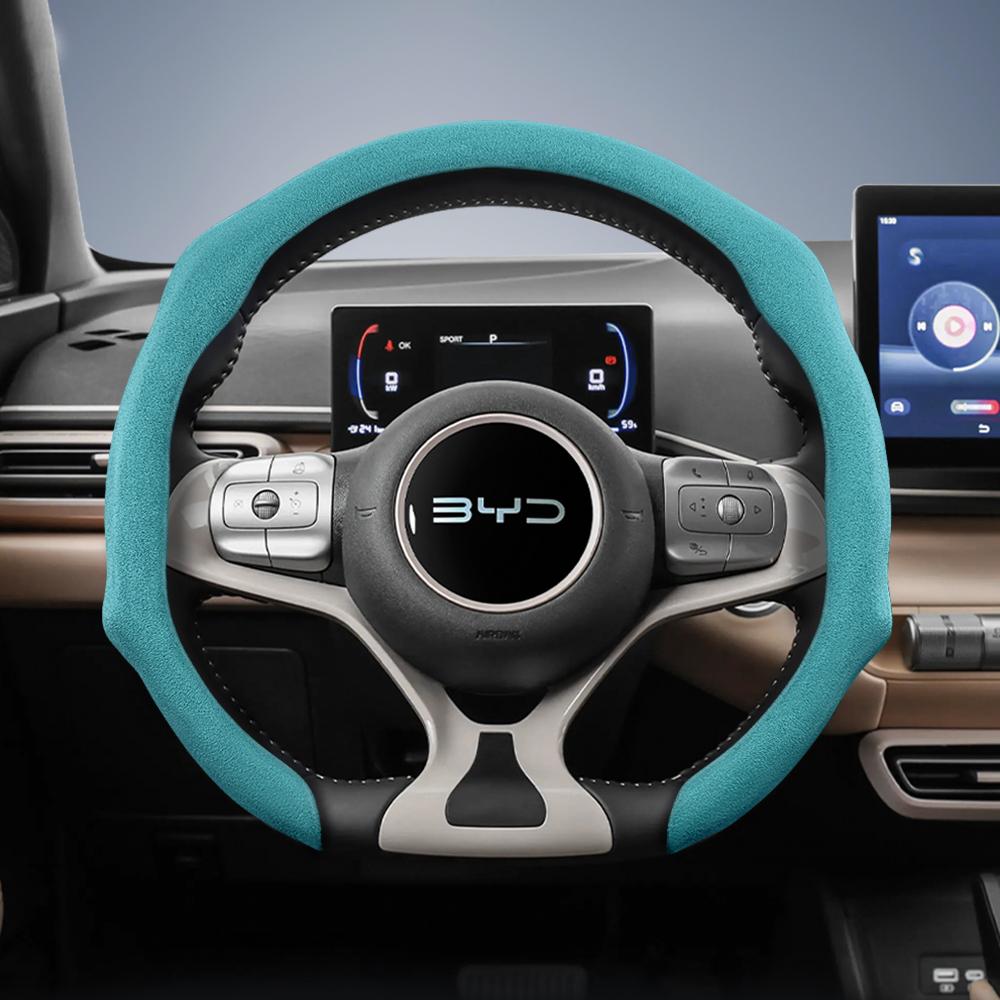 Подходит для Byd Advanced Замшевая Накладка на Руль Защелкивающаяся Противоскользящая и Прочная Song Yuan Plus Max Tang Han Atto 3 Seal Dolphin Seagull Se