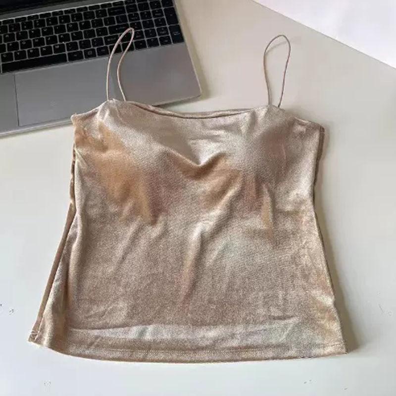 Бархатный топ-майка Высококачественное нижнее белье Нет необходимости носить нагрудник Бандо Вырез лодочкой Без рукавов На тонких бретельках Бархатный Сексуальный