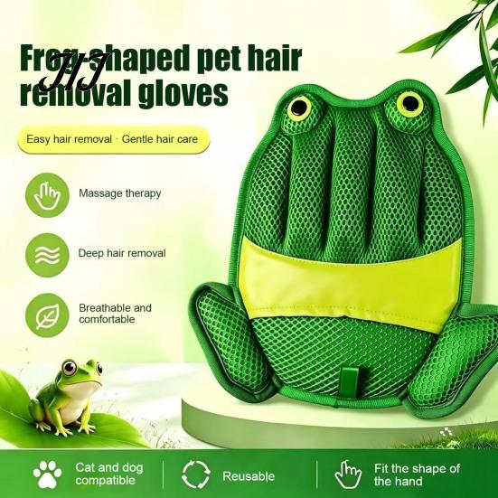 Upholstery Hair Picker 1Pc Pet Removal Glove, Electrostatic Cat Grooming Mitt, Frog Design, Soft Silicone Glove Breathable Mesh Lint for Furniture