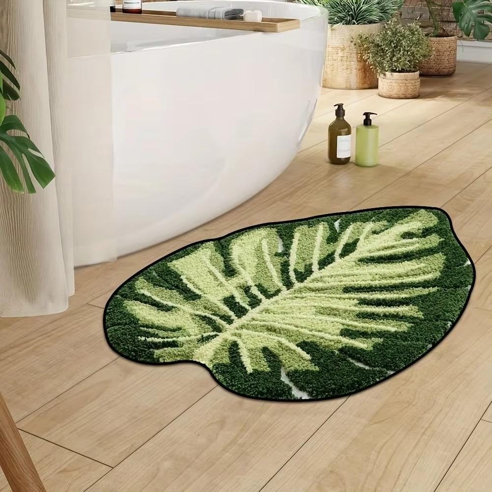 TPR Anti-Slip Plush Leaf Rug Soft Plush Water Absorbent Mat Foot Mat Bedside Rug Bedside Area