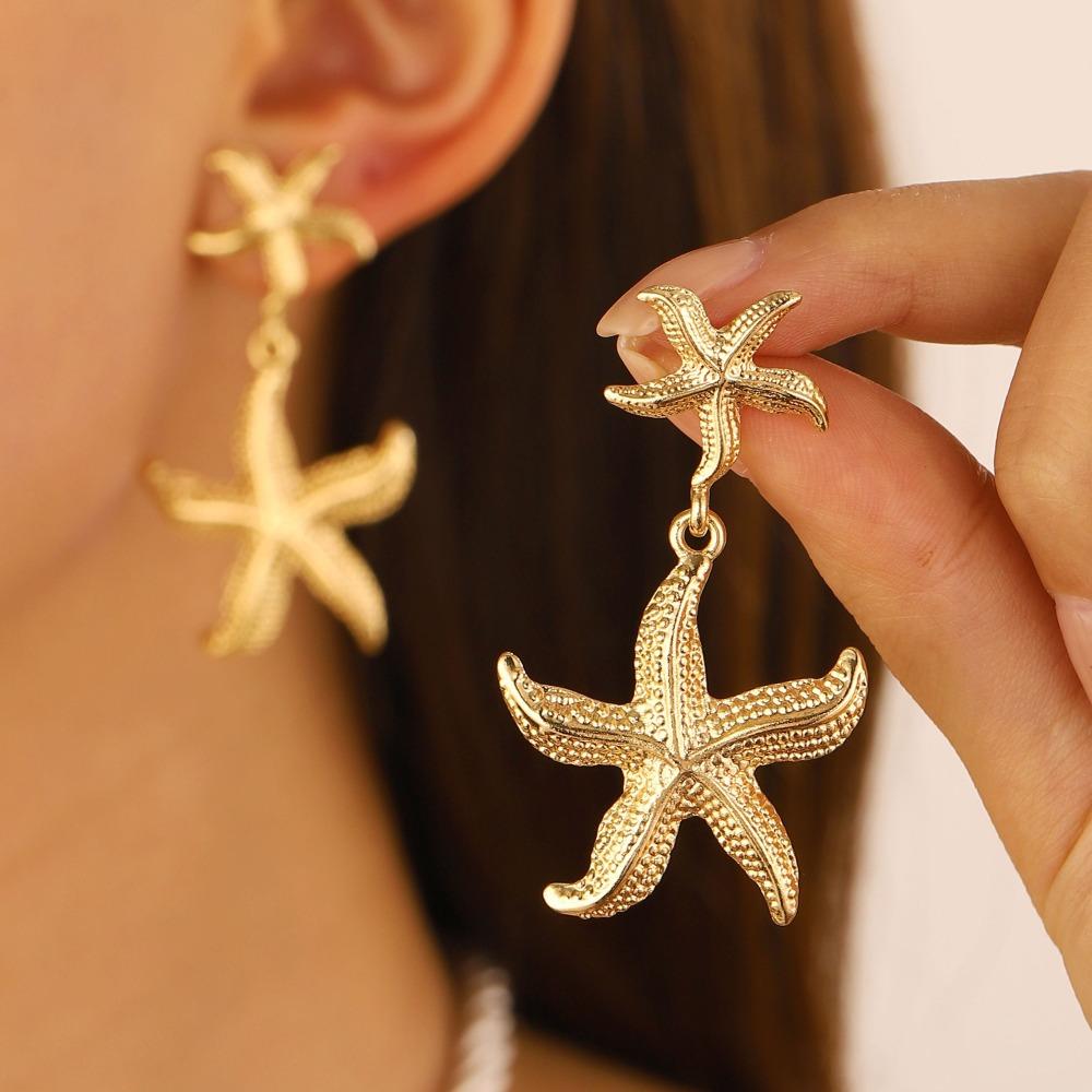 Bohemian Starfish Dangle Earrings Golden Starfish Drop Earrings Starfish Stud Earrings Lady/Gifts