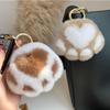 Creative Cat Paw Plush Pendant - Soft Rex Rabbit Fur Keychain for Backpack or Car.