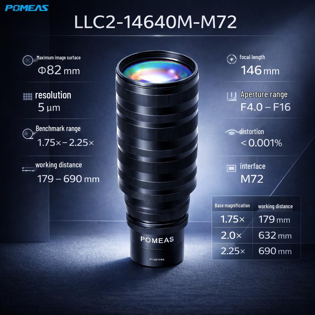 Pumisi 5 мкм Прецизионный инспекционный объектив, HD 16K, интерфейс M72, 82 мм, промышленный линейный сканирующий объектив