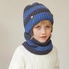 2pcs Neck Warmer Children Hat Scarf Set Fleece Lining Children Winter Hat Scarf  for Winter