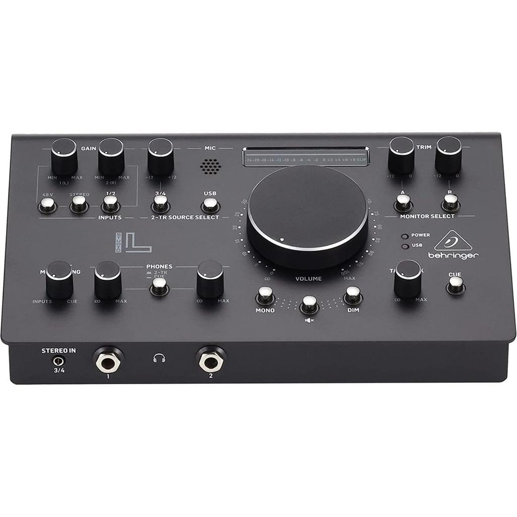 Behringer 2x2 USB Audio Interface 192kHz Compatible MIDAS Mic Preamp Talkback Microphone Studio Controller VCA Control STUDIO L Black Built-in