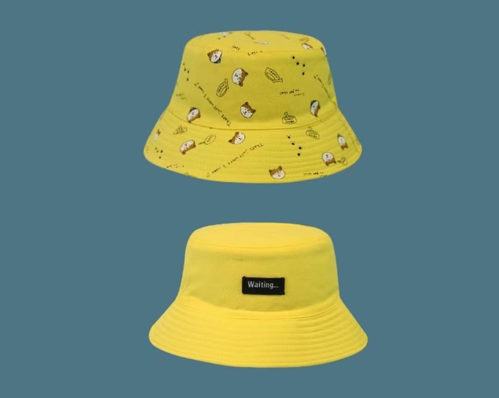 Cartoon Animal Kitten Pattern Embroidery Unisex Style Wild Fashion Trend Custom logo Reverse Bucket Hat