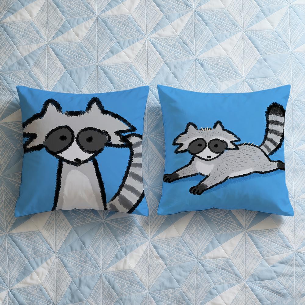 Cushion Cover Soft Case Raccoon Sofa Cartoon Living Room Home Comfortable Office Decor Cute Protective Pillow