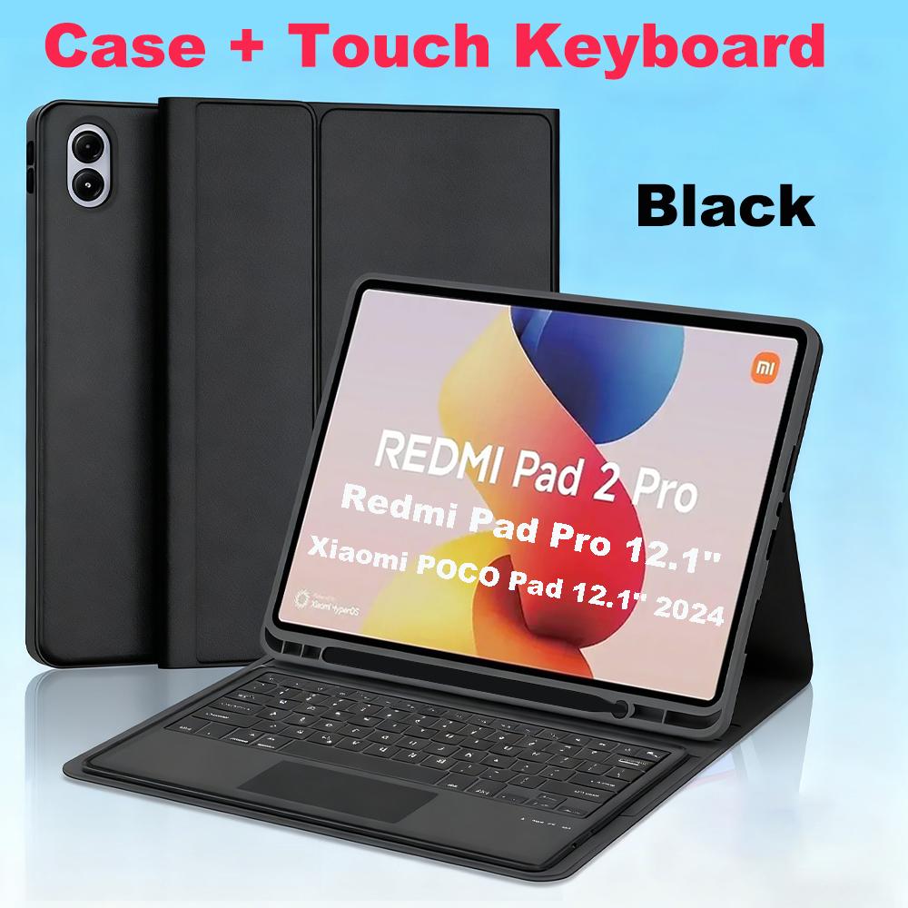 Case for Redmi Pad 2 Pro 12.1/Redmi Pad Pro 12.1-inch, Bluetooth Keyboard Cover for POCO Pad 12.1 Inch
