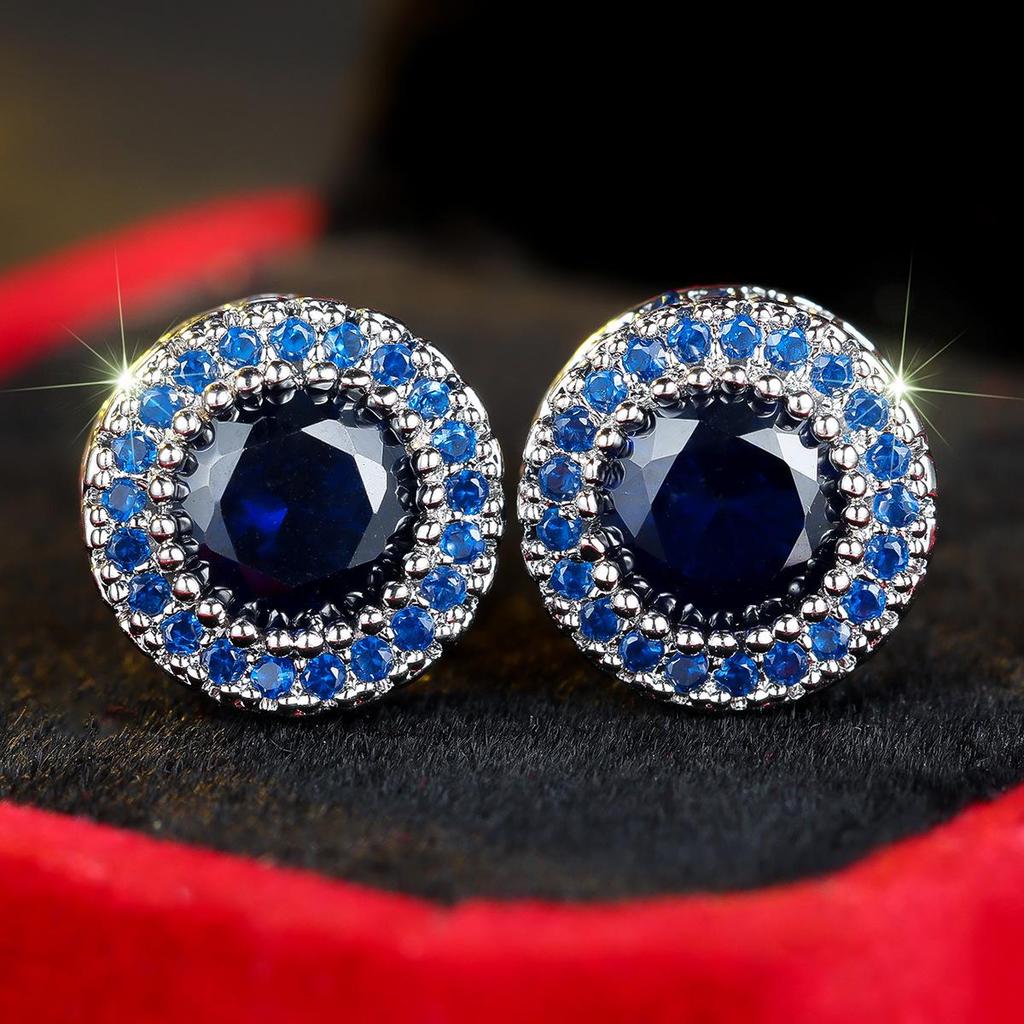 Новые серьги-пусеты круглой формы с полным бриллиантом в гонконгском стиле для женщин - Европейский и американский высококлассный полый дизайн, инновационные и стильные украшения