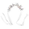 Свадебная хрустальная повязка на голову изысканный дизайн с цветочным листом мягкий головной убор из ленты для свадьбы дня рождения