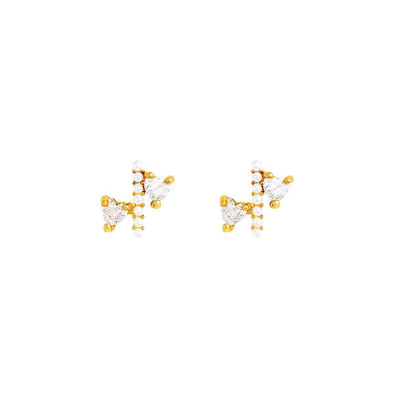 Refined Zircon Cross Mini Earrings - Elegant, Light Luxury Student Piercing, Versatile Temperament Design