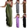 Lady Jumpsuit Collarless Spaghetti Strap Backless Sleeveless Loose Wide Leg Full Length Overalls Casual Daily Wear Outfit
