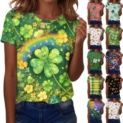 Женская футболка футболка принт короткий рукав повседневная выходная мода базовая обычная топ Ст. День Патрика