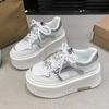 Platform White Shoes Women's Early Spring New Versatile Sports and Leisure Shoes Heightening Lace-up Board Shoes Women