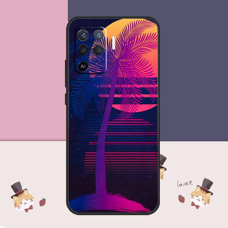 Ретровейв Неоновое Пальмовое Дерево Чехол Для Oppo A60 A40 A80 A5 Pro A15 A16 A17 A57 A77 A94 A74 A54 A76 A96 A18 A38 A58 A78 A98
