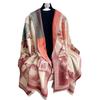 Autumn And Winter Imitation Cashmere Plum Blossom Retro Ink Style Texture Printing Double-Sided Warm Scarf Shawl