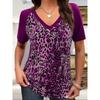 Женская футболка с V-образным вырезом и коротким рукавом большого размера, пуловер, повседневный леопардовый узор с 3D-принтом, летний лучший выбор