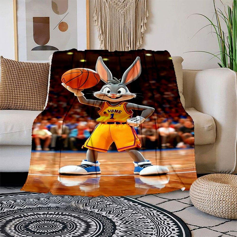 "Bugs Bunny Basketball Jersey - Officially Licensed"Blanket Flannel Throw Blanket for Sofa, Bed, Travel, Camping, Office