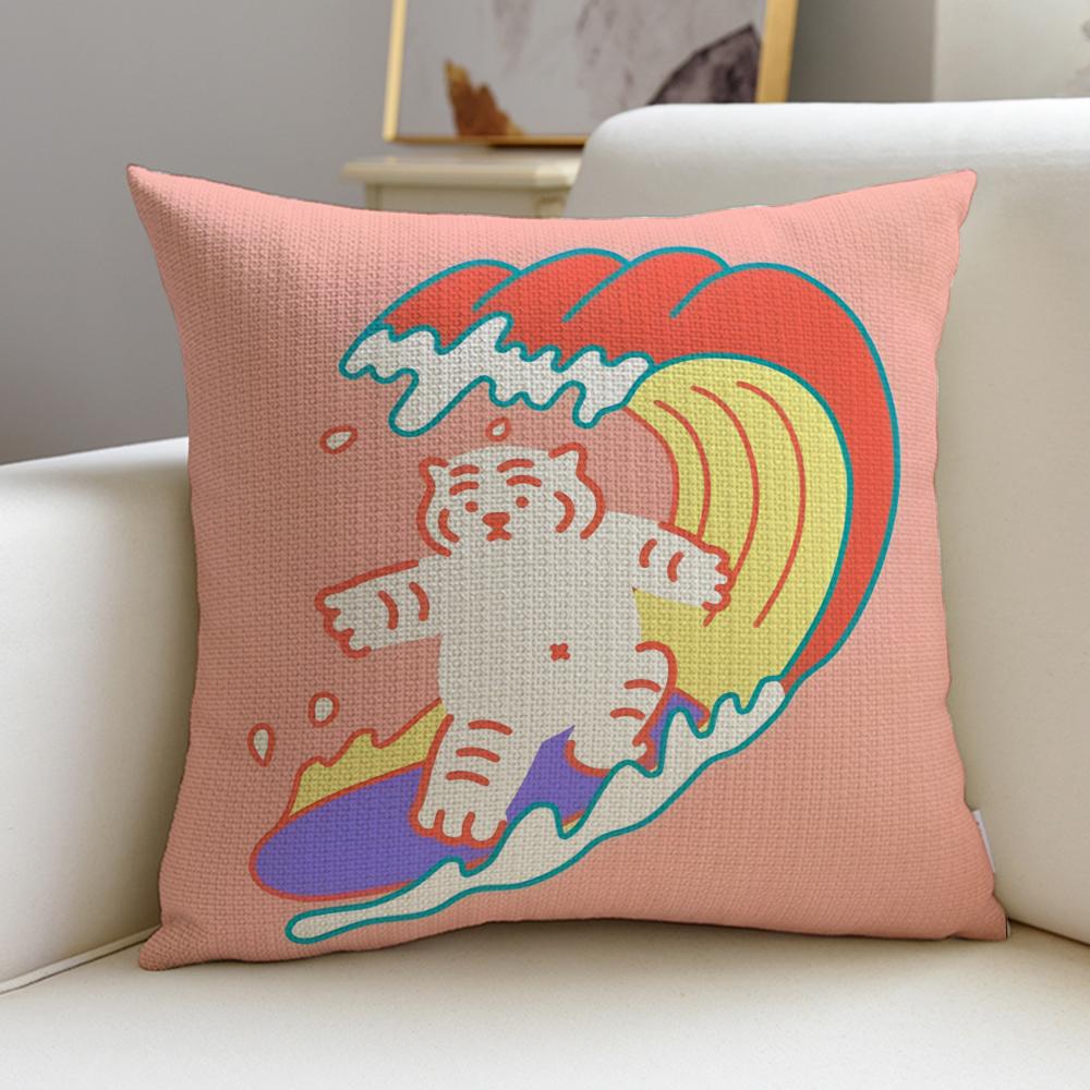 Cool MMUZIK TIGERS Cushion Cover Breathable and skinfriendly linen pillowcase square removable and washable cushion