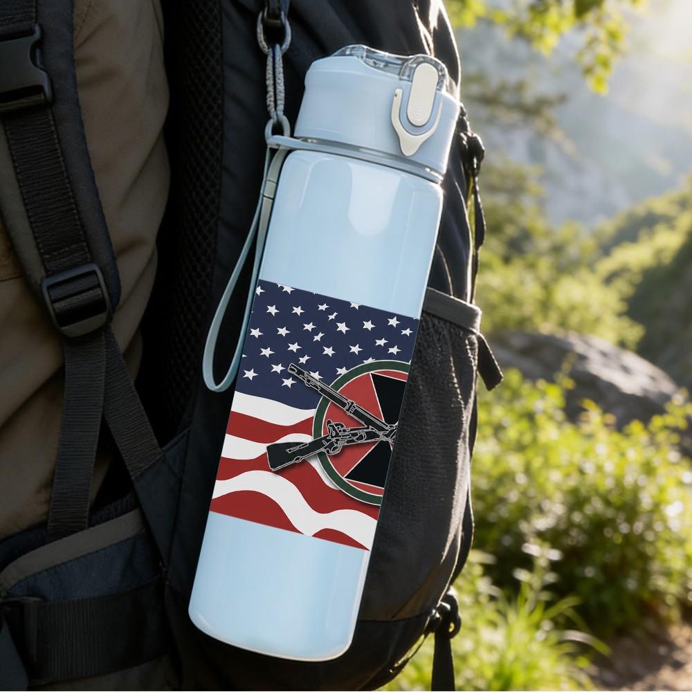 1PC Retro USA Flag Star Badge 750ml sports water bottle leakproof straw lid outdoor office home