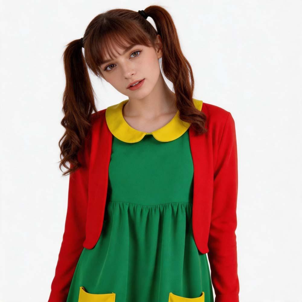 Mexican Comedy Chilindrina Cosplay Costume Halloween Christmas Fancy Dress
