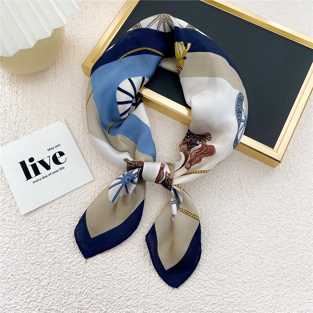 70 Silk Scarf: Small Square for Women - Lightweight Korean Fashion, Perfect for Spring, Summer, Autumn; Stylish for Flight Attendant or Neck Accessory