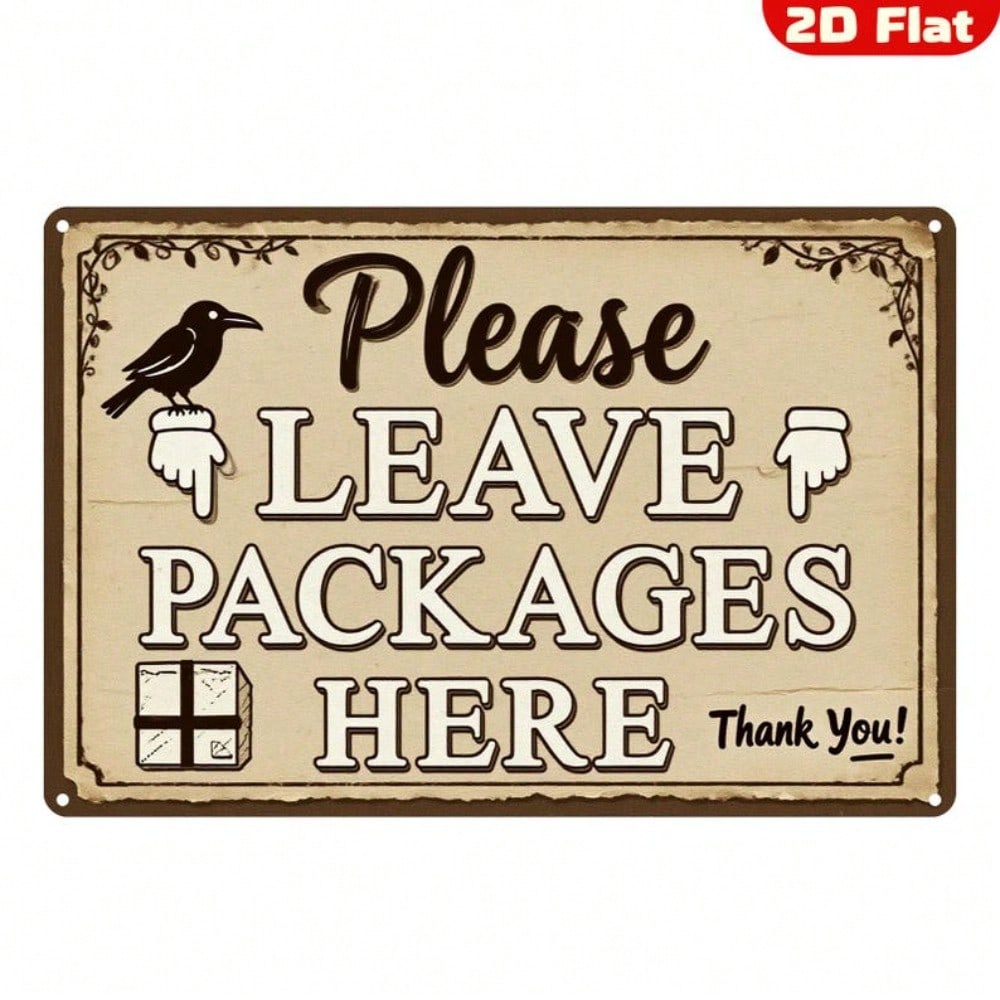 Planetjuice Retro Metal Please Leave Packages Here Sign Weather Resistant Rustproof Parch Mailbox Yard Decor