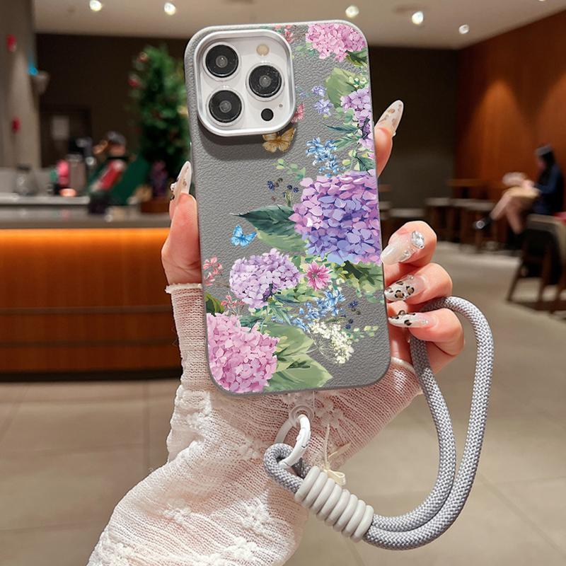 Модный матовый противоударный чехол с цветочным узором для iPhone 16 Pro Max 15 14 Pro 13 12 11 цветной мягкий ремешок для защиты линз TPU тонкий бампер чехол
