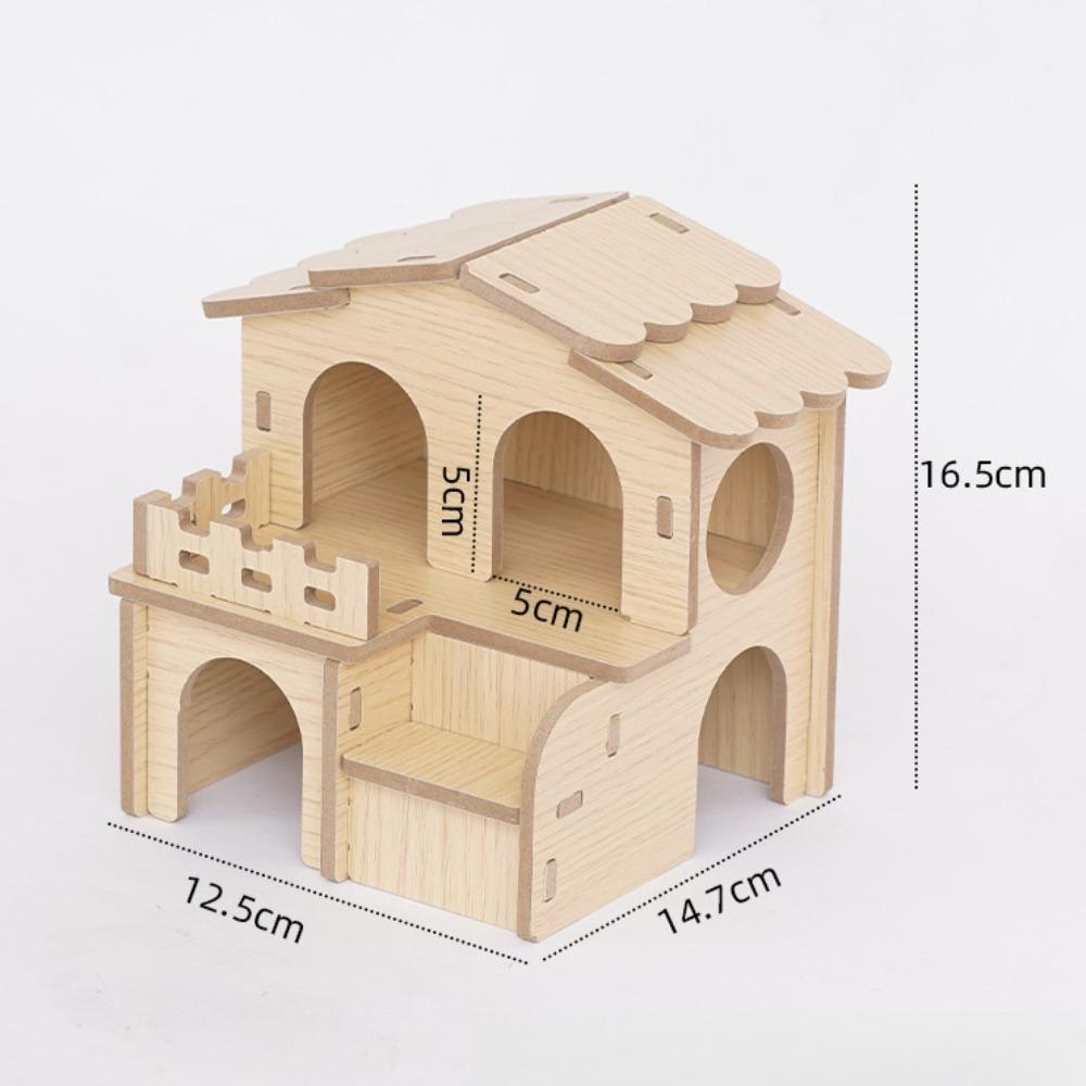 Durable Hamster House Natural Wooden Small Pets Hideaway New Hamster Hide Villa  for Chinchilla