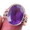 Двухцветное кольцо из стерлингового серебра 925 пробы с натуральным африканским аметистом, размер 7 l3c67