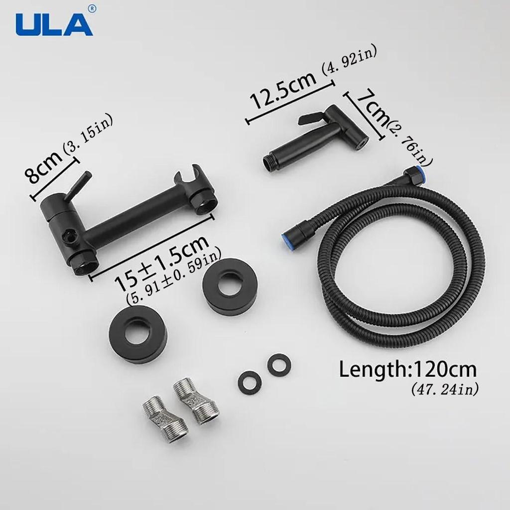 ULA Черный смеситель для биде из нержавеющей стали, смеситель для унитаза, ручной распылитель для биде, набор, смеситель для холодной и горячей воды, кран, гигиеническая насадка для душа