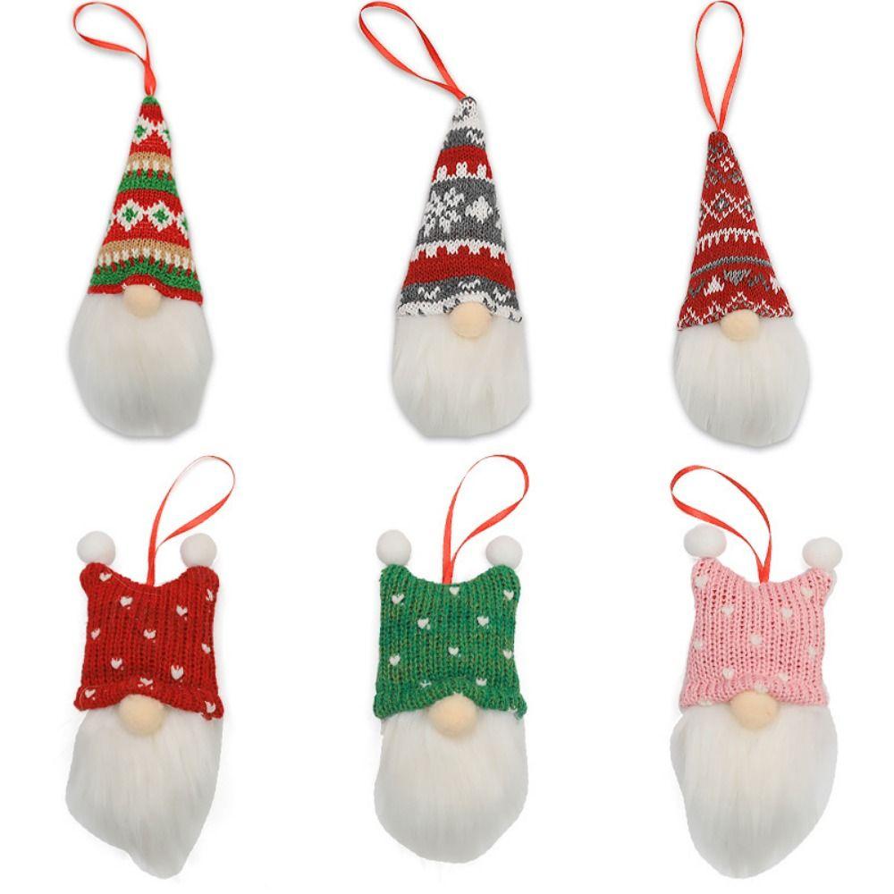 3/6Pcs Creative Christmas Decoration Pendant Faceless Gnomes Knitted Yarn Hanging Pendants Easy To Hang Handmade
