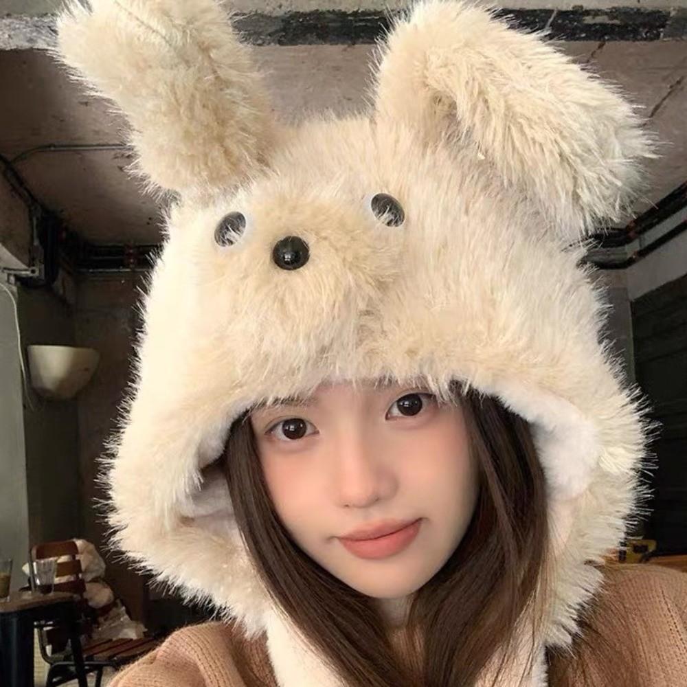 Windproof Movable Puppy Ears Hat Kawaii Warm Cap Fashion Fluffy Lei Feng Hat  Apparel Accessories