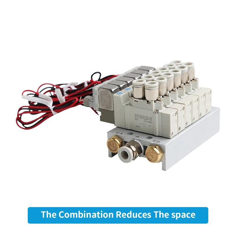 SMC type SY5120 Multi-way Combination Manifold Pneumatic Solenoid Valve Control SY5120-4LZD-01 SY5120-5LZD-01 SY5120-6LZD-01