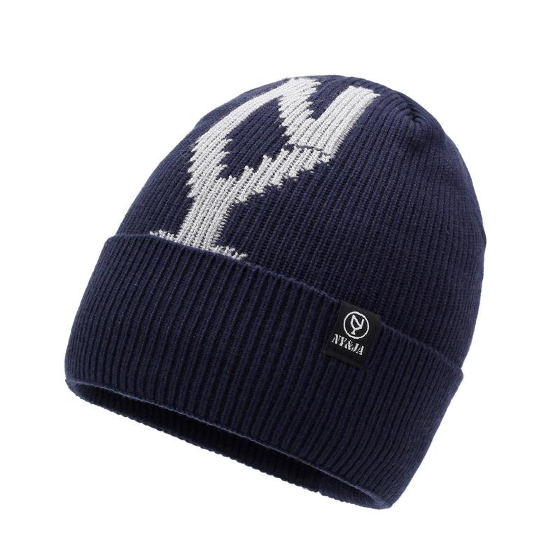 Новая термовязаная шерстяная шапка мужская шапка-пуловер однотонная универсальная повседневная уличная холодная шапка с буквами