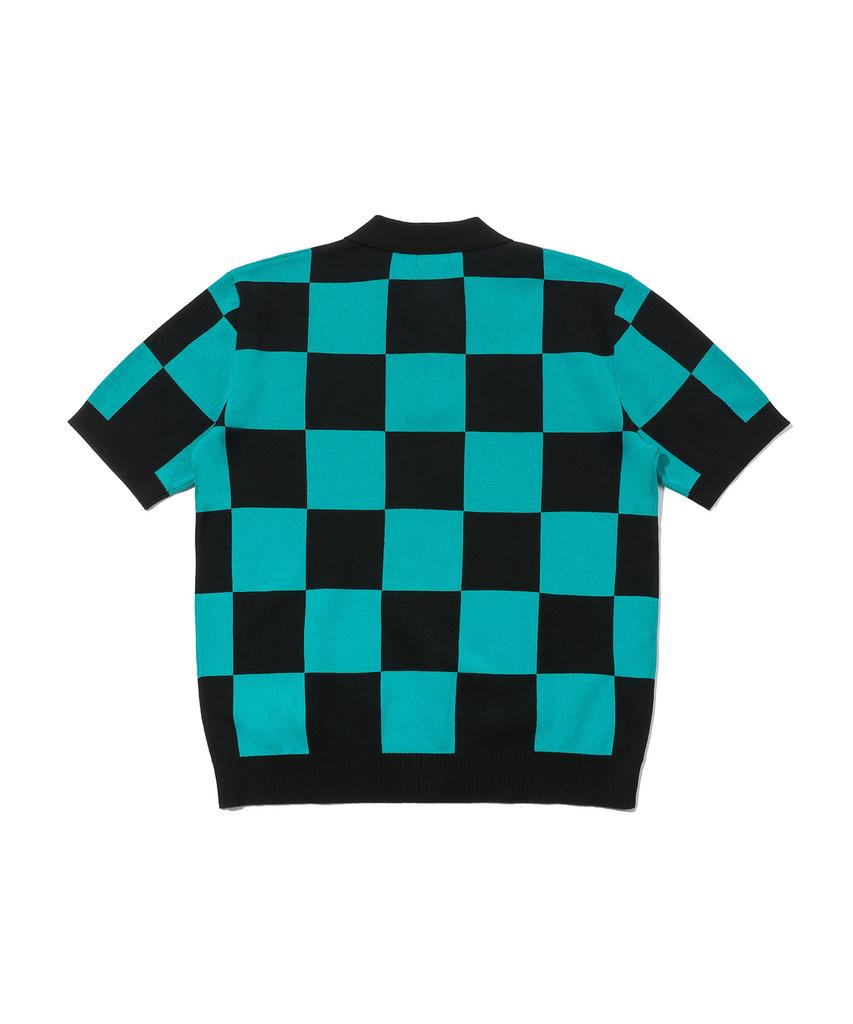 BEENTRILL Short Sleeve Classic Checkerboard Comfort Fit Knit (Teal)