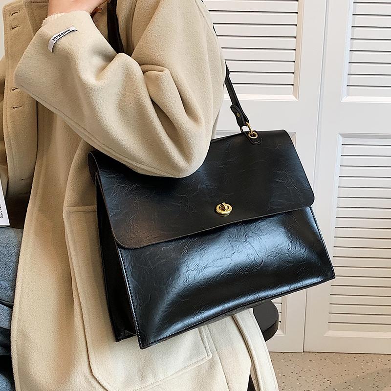 Высококачественная ретро сумка через плечо большой емкости осень-зима новые женские текстурные сумки через плечо из искусственной кожи повседневный мужской портфель