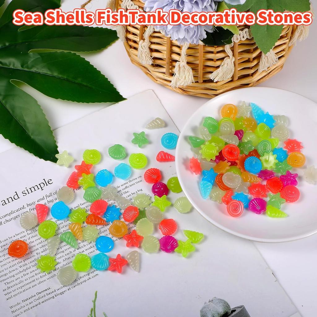 100 Pcs Glow in The Dark Rocks, Mixed Color Aquarium Glow Stones Rocks Luminous Pebbles Outdoor Decorations Stones Pebbles Glowing Stone for Fish