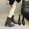 Женские короткие ботинки Острый носок Корейский однотонный Нескользящие Высокие каблуки Толстый каблук Удобная обувь Botas Mujer